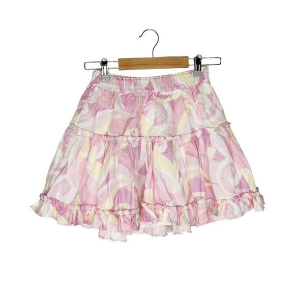 HILL HOUSE Tiered Ruffle Paz Mini Skirt in Candy Kaleidoscope - Picture 4 of 7